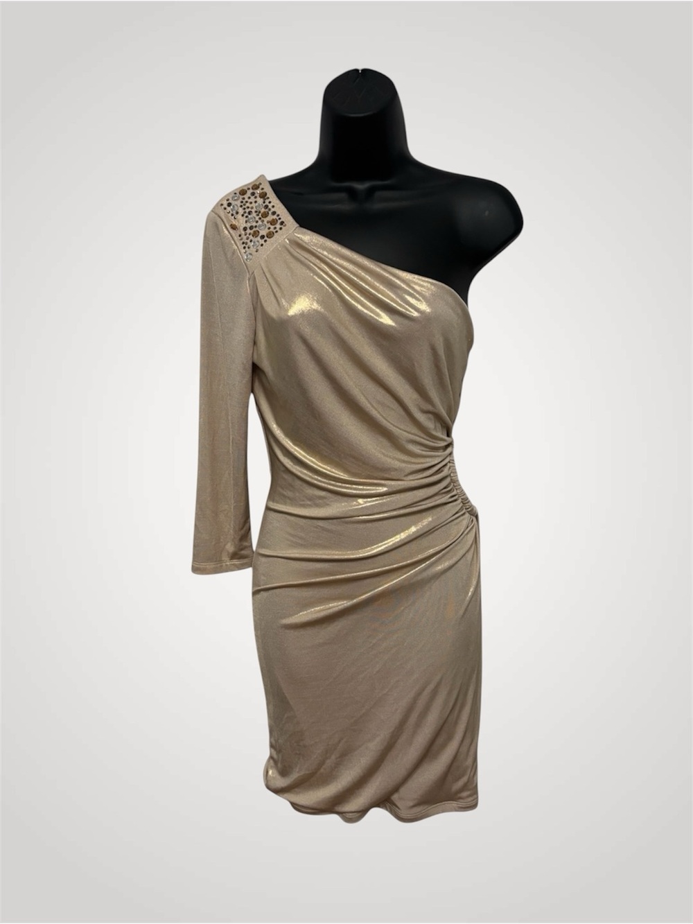 Baby Phat NWT After Glow Gold Metallic Ruched Dress Kimora Era 2000s Size Small